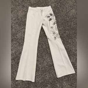 Boston Proper White Bootcut Jeans Size 4 Beaded Embellished Statement Denim